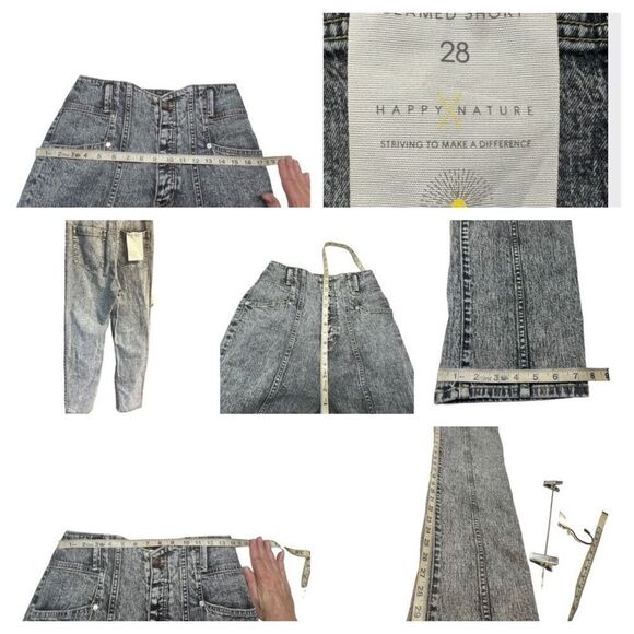 Happy Nature Ultra High Seamed short Gray Wash Button fly Jeans Sz 28 NWT - Picture 5 of 12